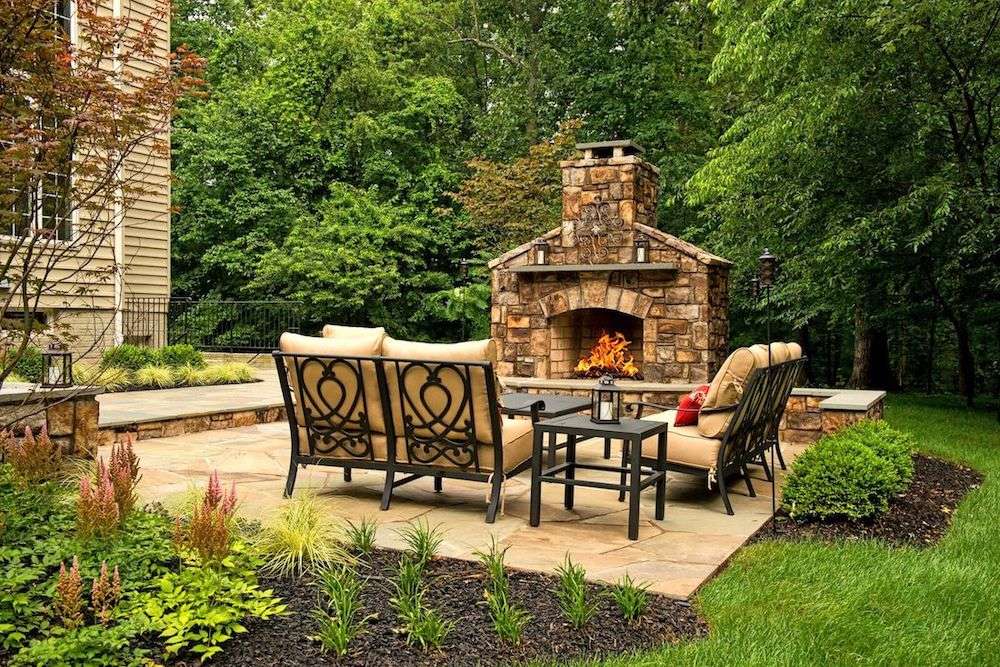 Outdoor fireplace and patio