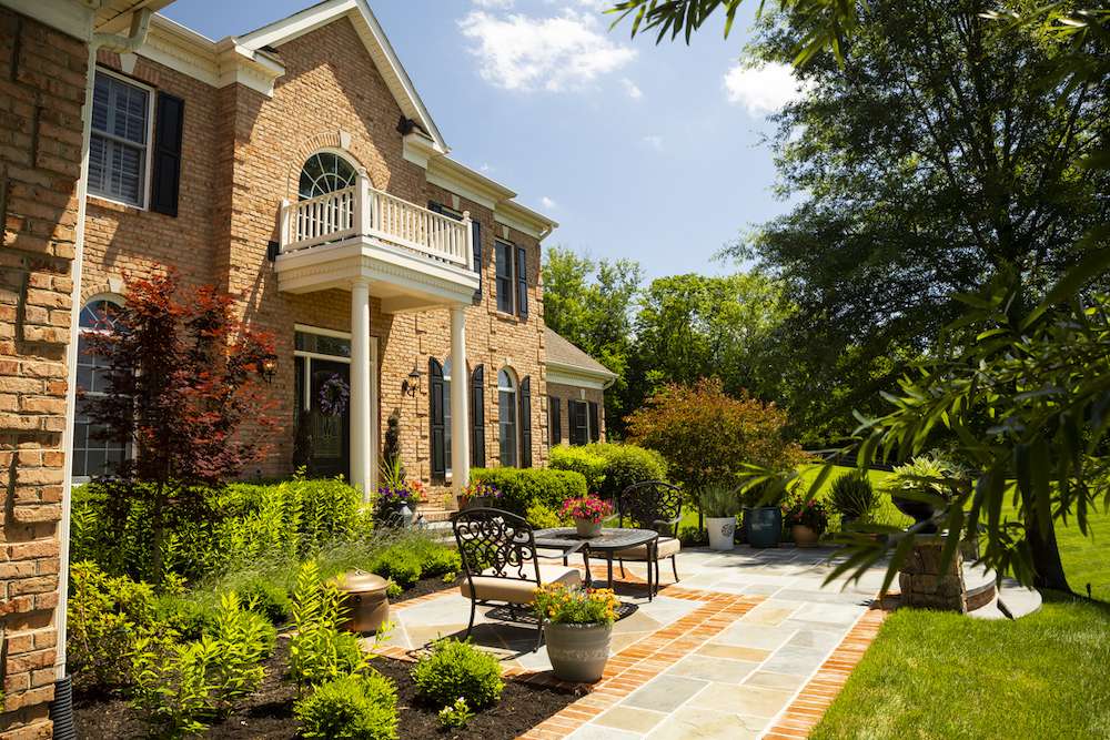 front yard landscaping and walkway