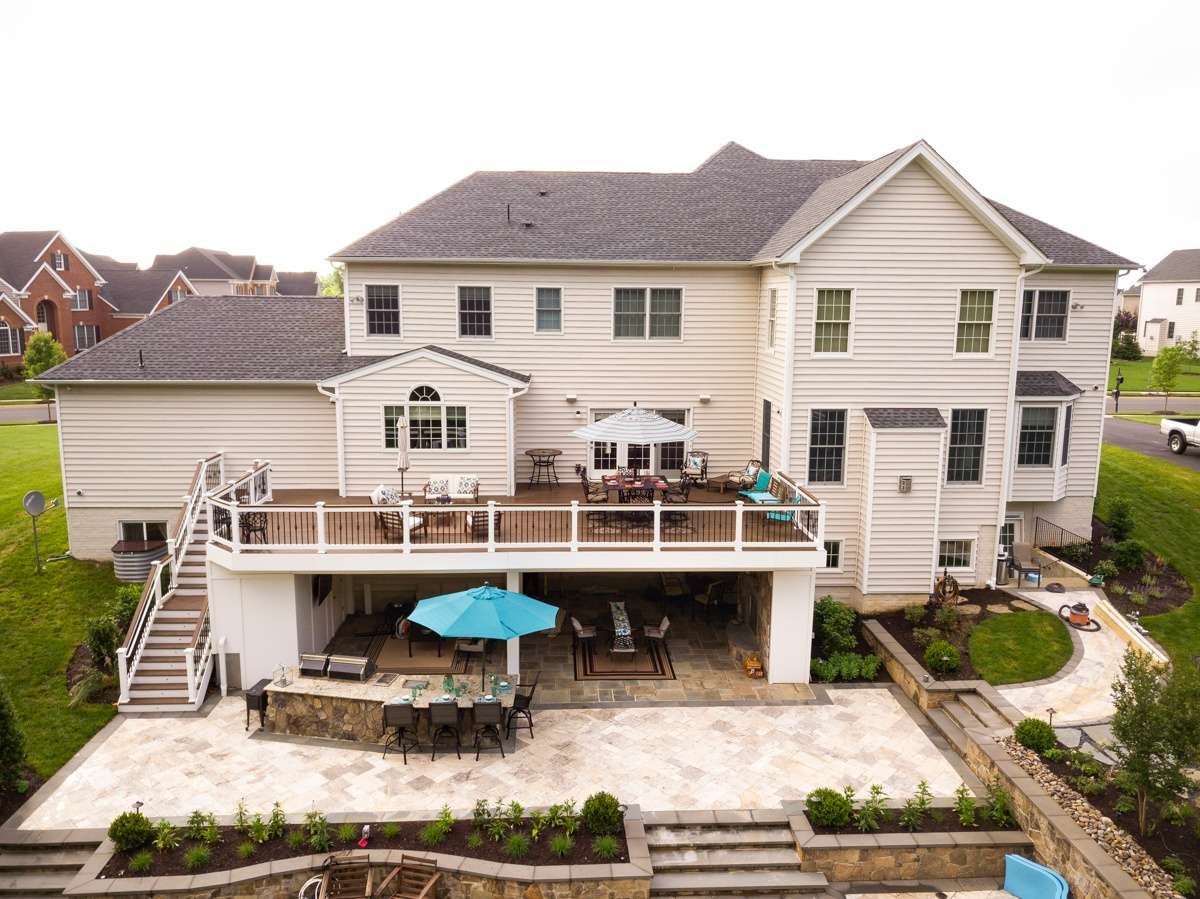 backyard with large patio and porch