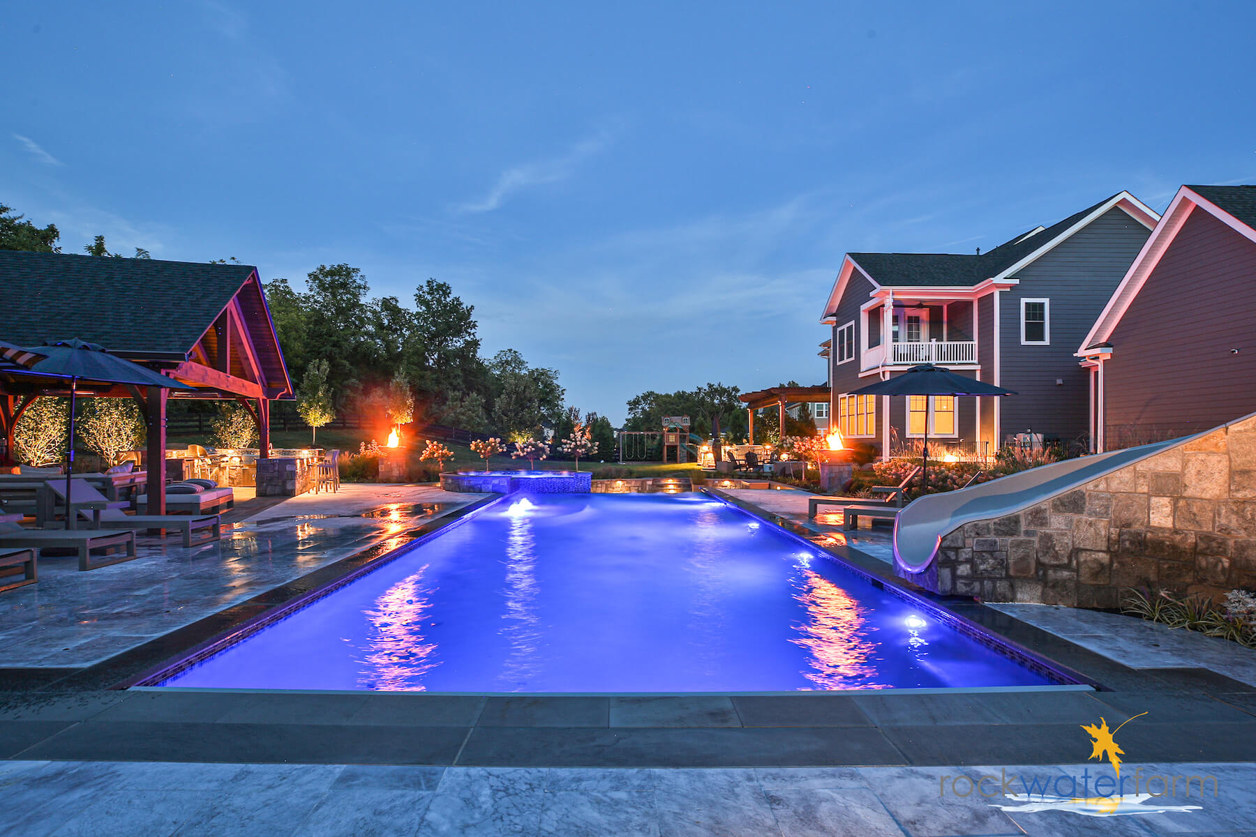 pavilion patio slide fire bowl lighting